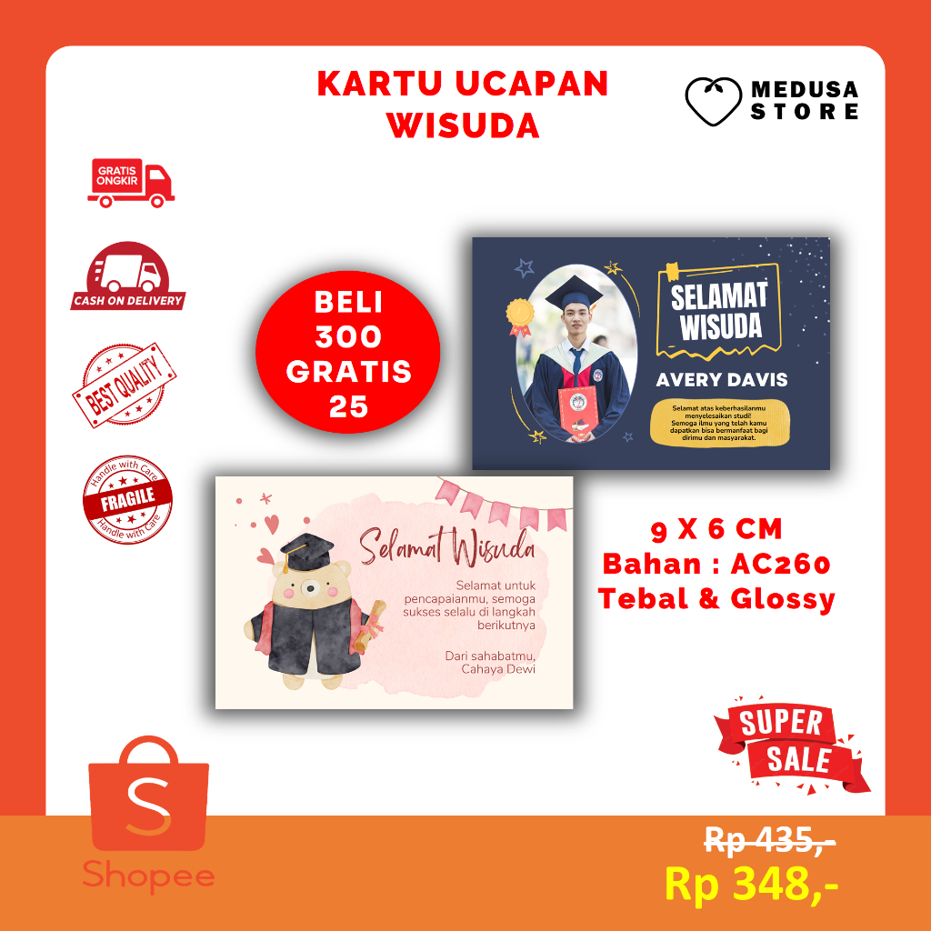 Kartu Ucapan Wisuda Kelulusan / Greeting Card Happy Graduation - Custom