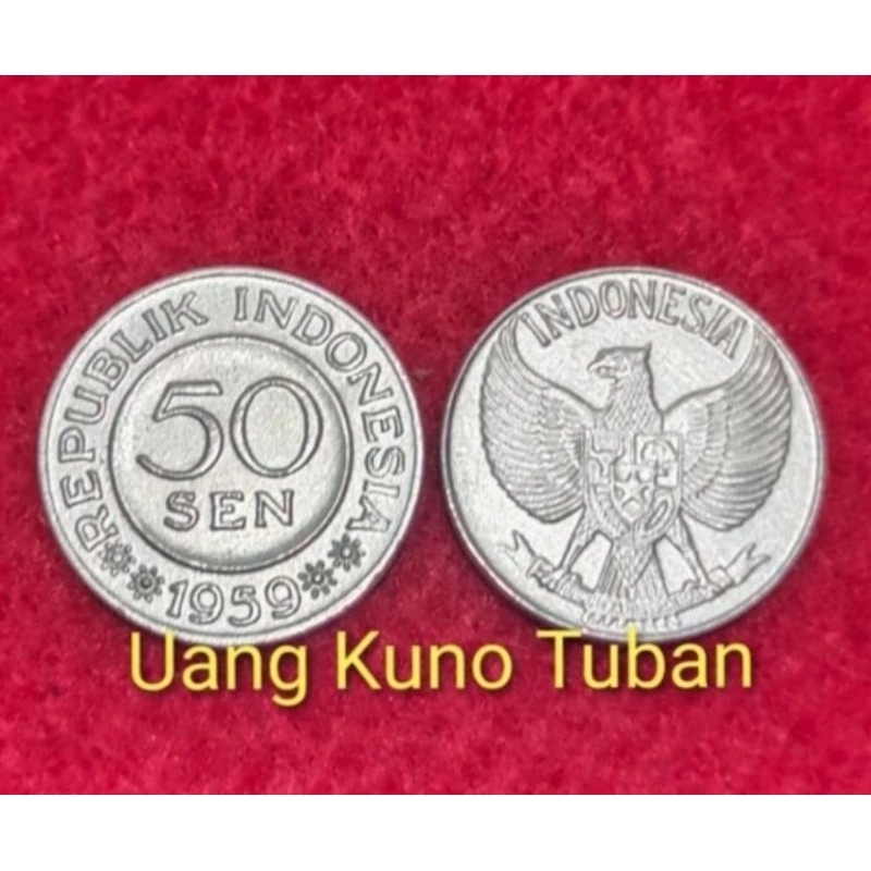 Uangkuno 50 sen garuda . Koin 50 sen