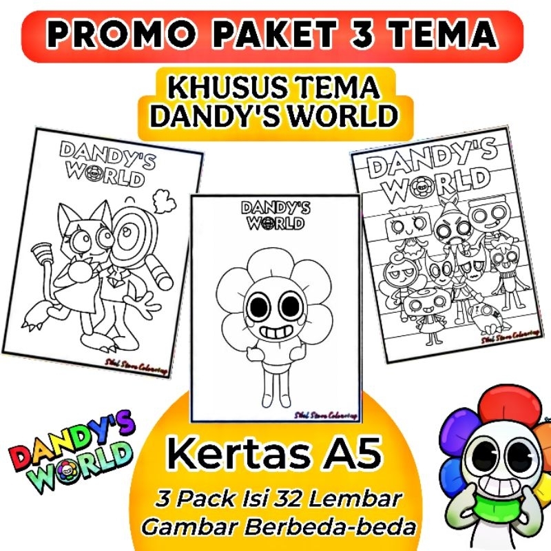 

PROMO 3 TEMA KERTAS GAMBAR MEWARNAI DANDY'S WORLD / ISI 32 LEMBAR / PAUD / TK / SD / KERTAS MEWARNAI