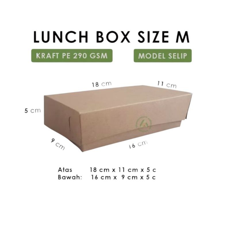 

50 pcs Lunch box size M,kotak makanan serbaguna,bahan kraft 290 laminasi polos,lebih tebal,box/dus makanan praktis,higienis,ekonomis MURAHH