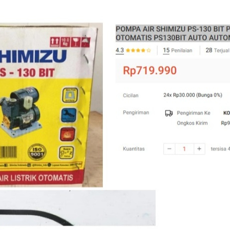

POMPA AIR SHIMIZU PS-130 BIT PS130 130 DUS DOS KUNING SUMUR OTOMATIS PS130BIT AUTO AUTOMATIC WATERPUMP PUMP PAM