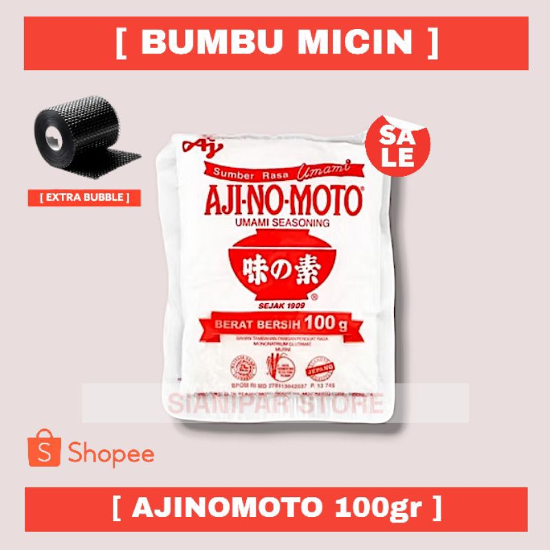 

AJINOMOTO Micin Mecin Bumbu Masak Pck 100gr 250gr [ Gratis Pengemasan Dengan Bubble Wrap ]