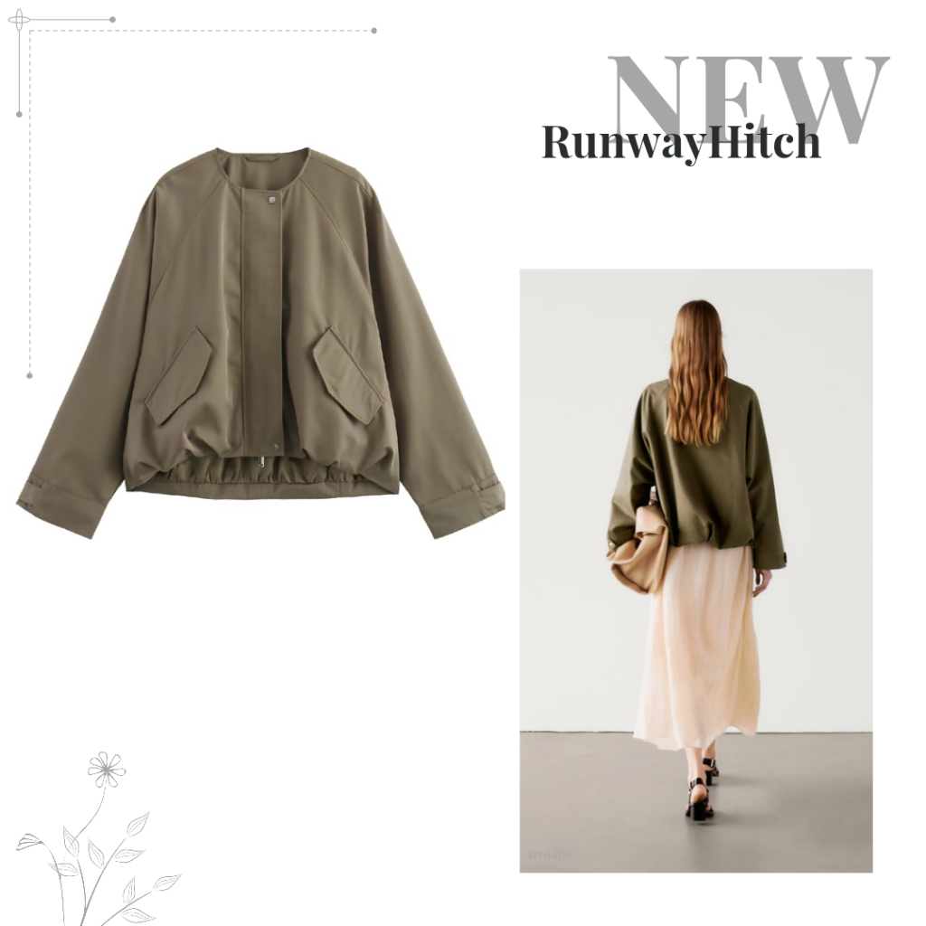 OLIVE GREEN BOMBER JACKET WANITA R76408 / OUTER KOREA
