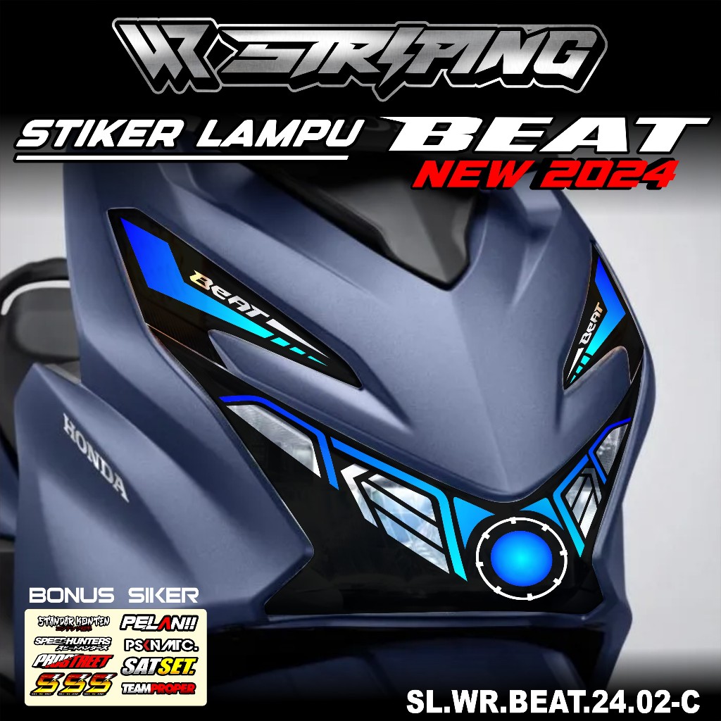 Stiker Lampu Motor Beat 2024 Sticker Alis Depan Lampu Beat Deluxe New Street Cbs Iss 2024 WR 02