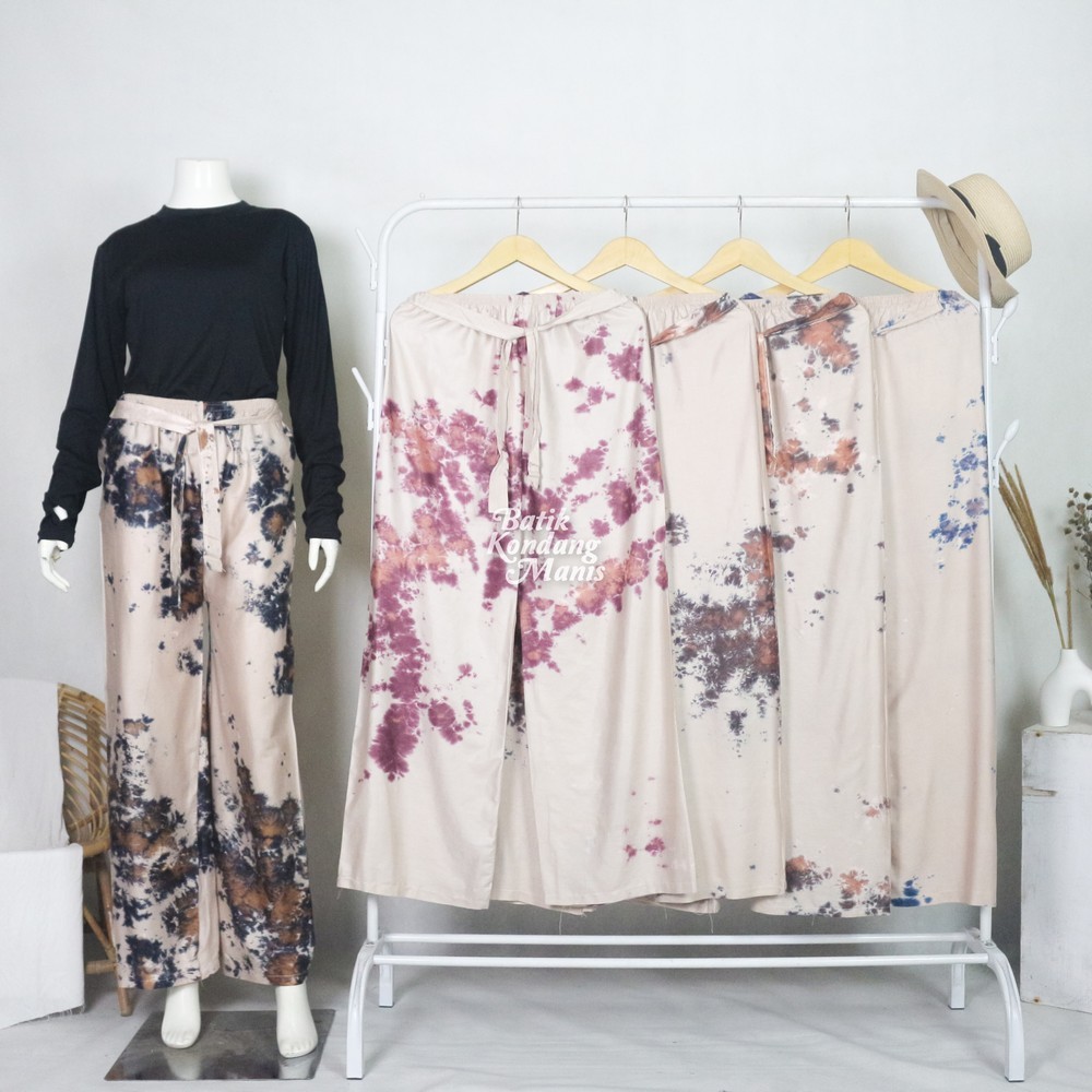 Celana Kulot Wanita Panjang Tiedye Bahan Rayon