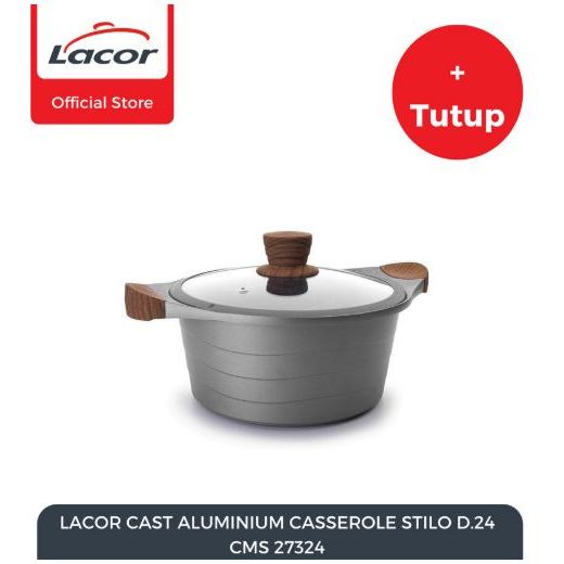 Panci LACOR Cast Aluminium Induction Casserole STILO + Lid 24cm + Panci Induksi Aluminium 24 cm + tu