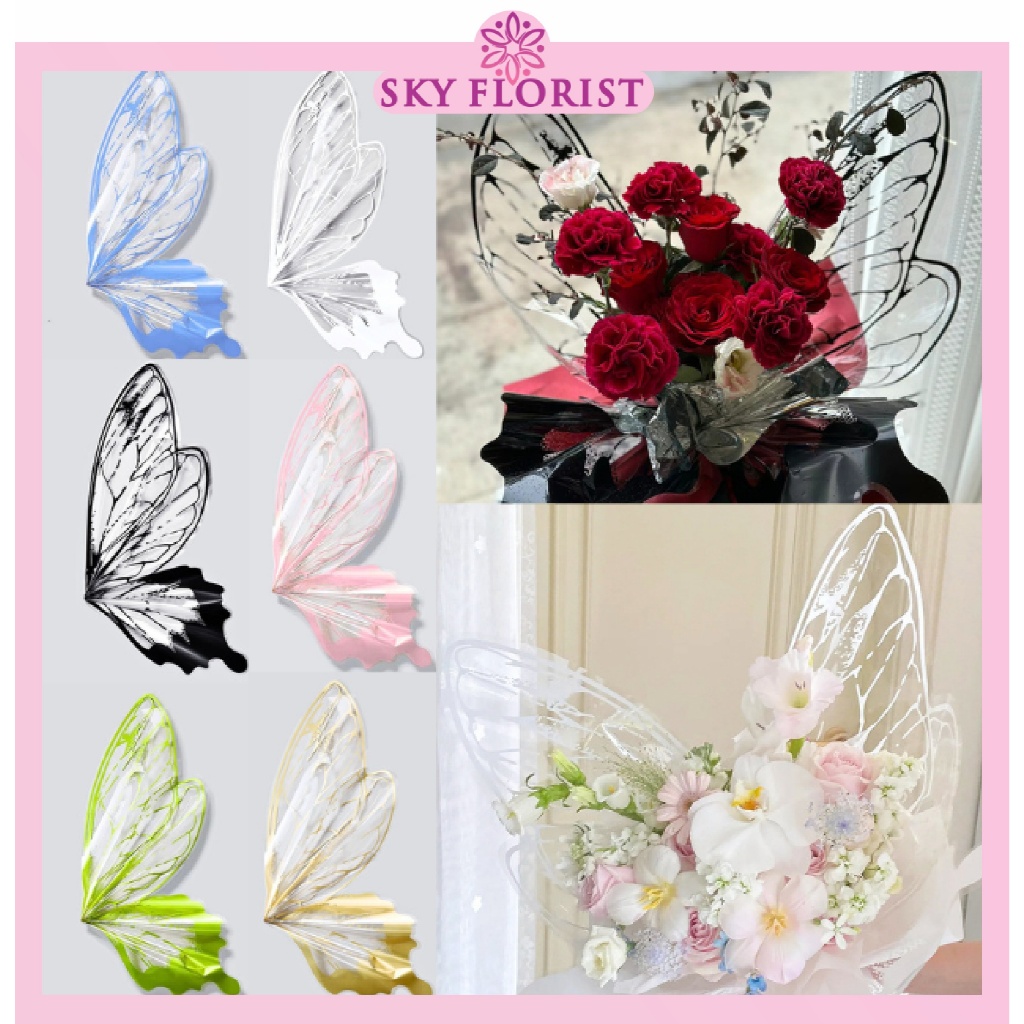 

20Set/40 Lembar Kertas Buket Sayap Kupu-Kupu Butterfly Wings Transparant Cellophane Wrapping Paper KB55