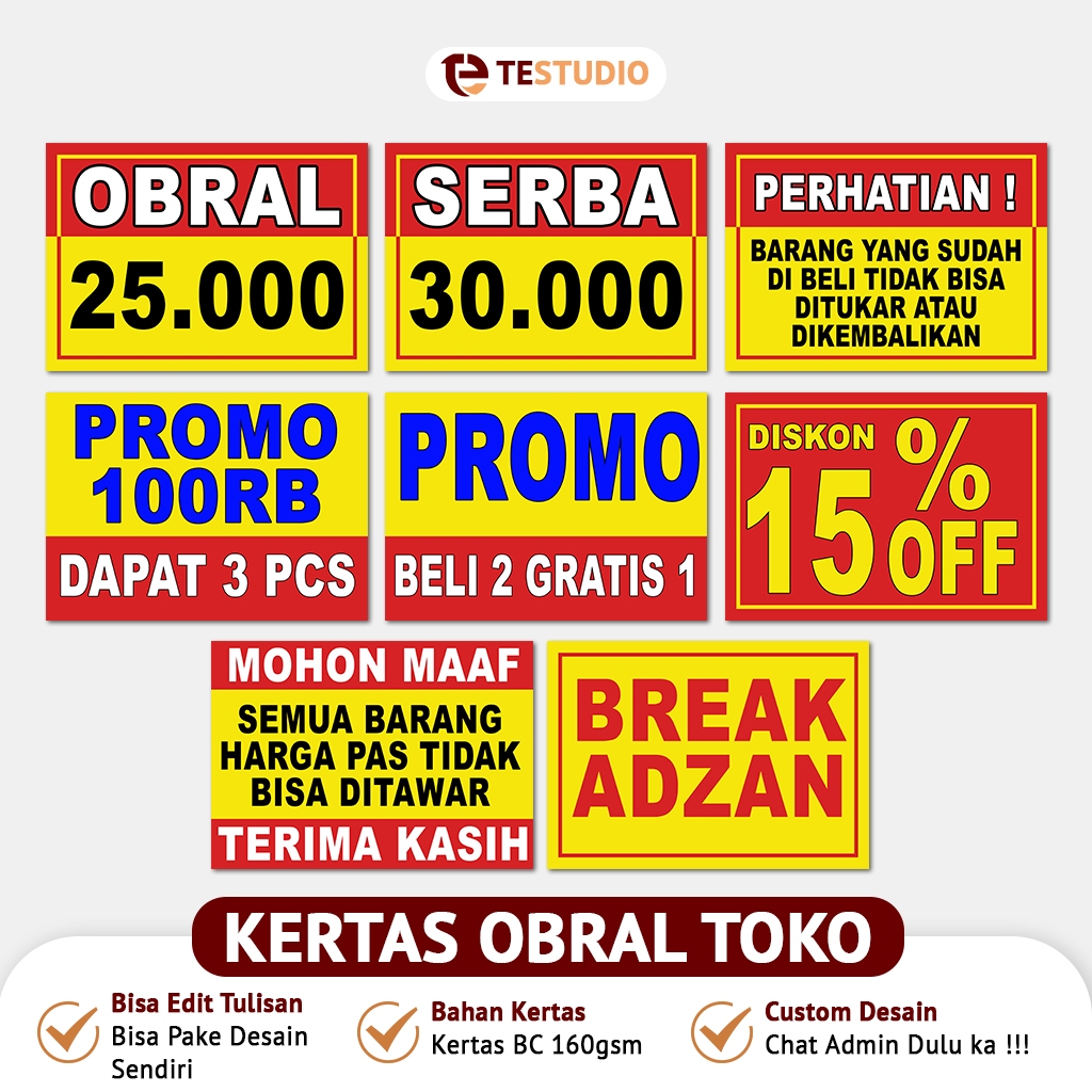 

Kertas Harga Bandrol / Name Tag Harga Jualan / Kertas Obral Harga / Bandrol Harga Toko