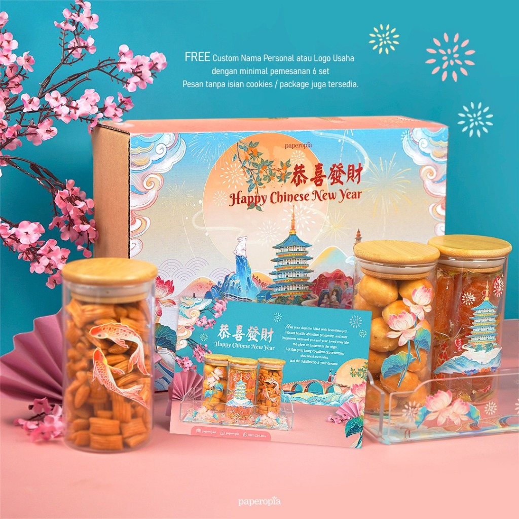 

Hampers Imlek Cookie Jar and Tray/Hampers Imlek Kue Kering/Hampers CNY 2025/Hadiah Imlek 2025