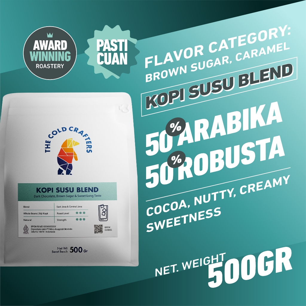 

Kopi Susu Espresso Blend Minuman Kekinian Biji Bubuk 500gr Arabica 50% Robusta 50% Roasted Coffee Beans Biji Kopi Bubuk - 500 gram