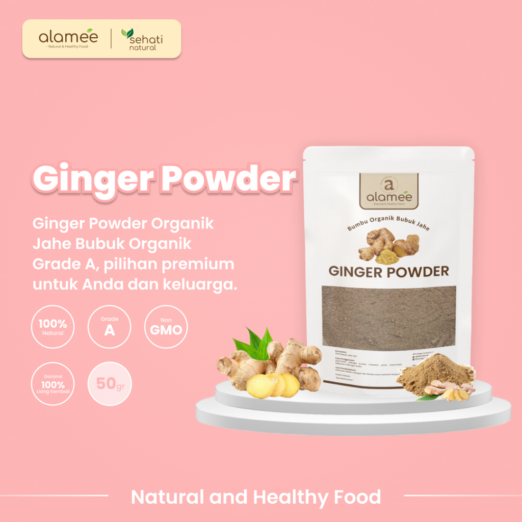 

ALAMEE Ginger Seasoning Powder Jahe Putih Bubuk Minuman Herbal Bumbu Masakan Dapur Instan 50g