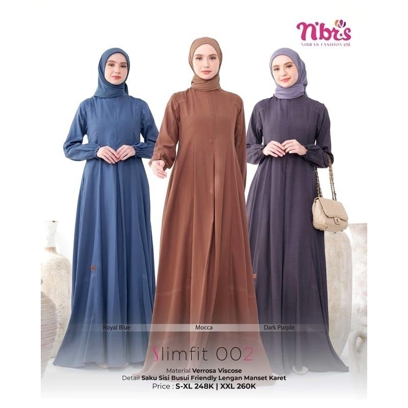 NIBRAS GAMIS Wanita SLIM FIT 002 Polos Busui Friendly