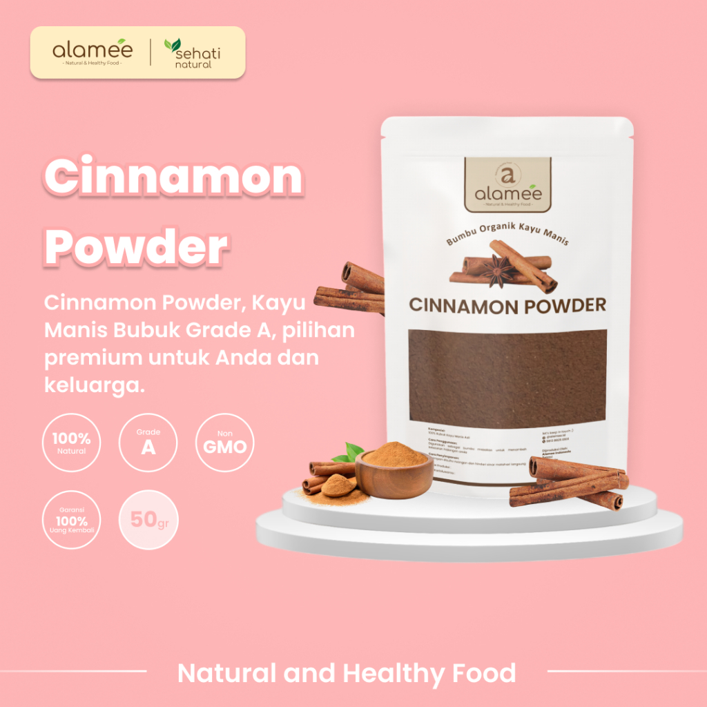 

ALAMEE Kayu Manis Bubuk Cinnamon Seasoning Powder kayumanis Murni Tanpa Campuran Bumbu Organik 50g