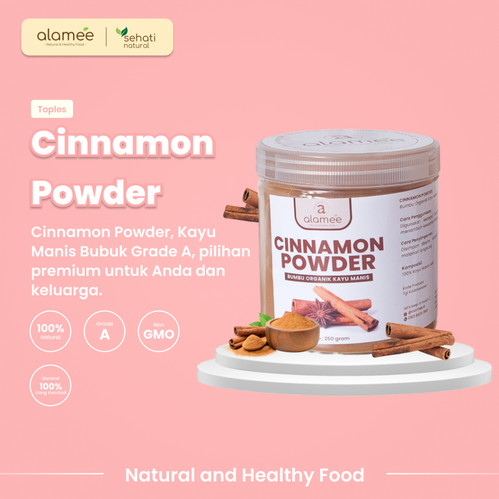 

ALAMEE Kayu Manis Bubuk Cinnamon Seasoning Powder kayumanis Murni Tanpa Campuran Bumbu Organik 250g