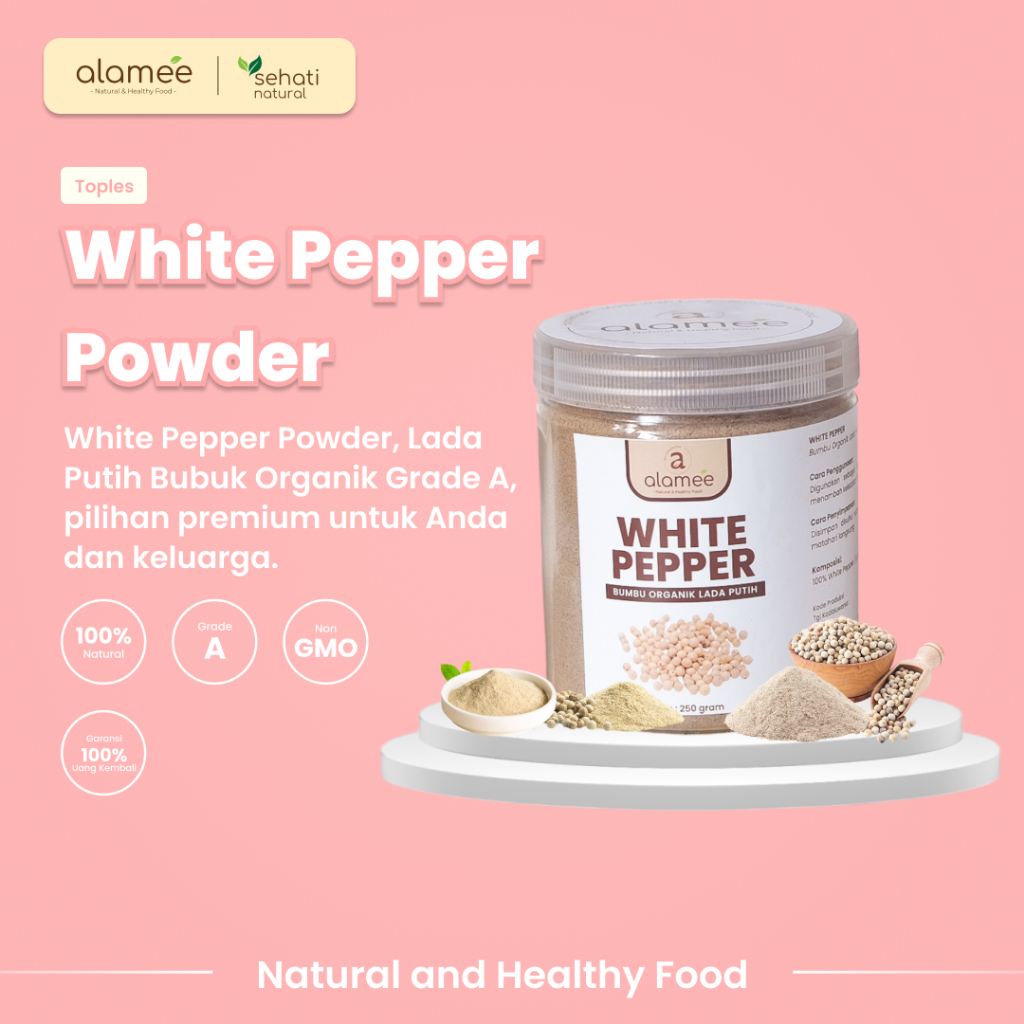

ALAMEE Lada Putih Bubuk White Pepper Powder Merica Whitepepper Bumbu Dapur Masak Instan Asli 350g