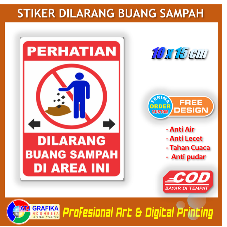 

Stiker dilarang buang sampah disini kebersihan lingkungan sticker anti kotor kantor toko rumah dll