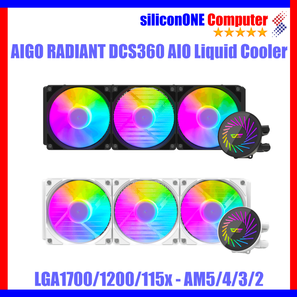AIGO Radiant DCS360 ARGB DCS-360 Liquid AIO Black / White Darkflash