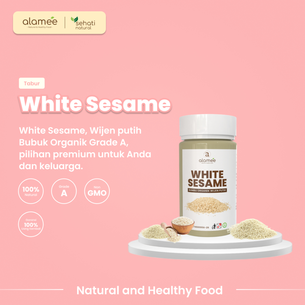 

ALAMEE Wijen Putih White Sesame Seed Bumbu Dapur Organik Masak Rempah Tanpa Campuran Seasoning 100g