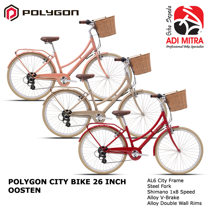 Polygon Sierra Oosten [26 inch] Sepeda Keranjang Rotan Vintage City Bike