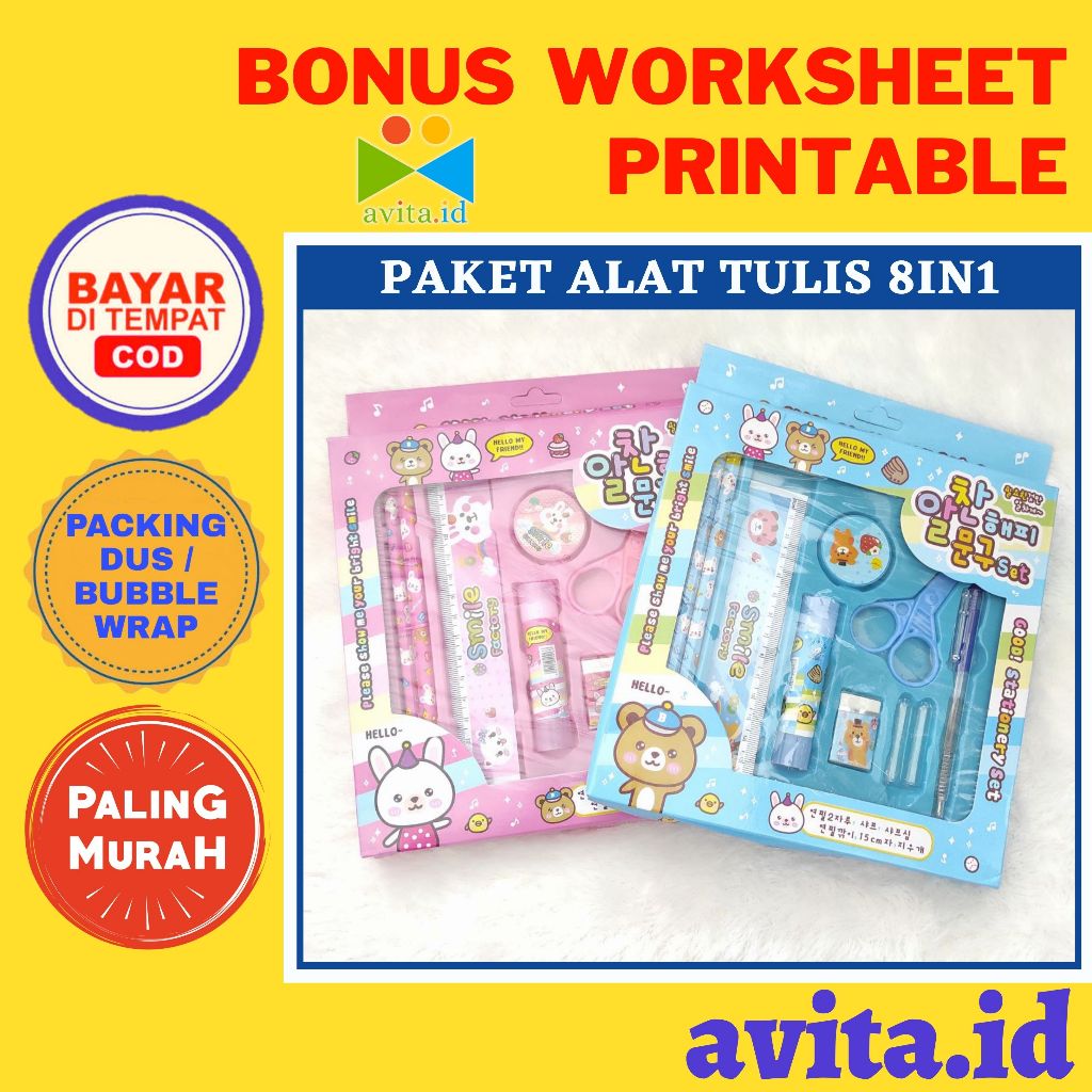 

avita.id Paket Alat Tulis set 8in1 / Kado Ulang Tahun / Set Alat Tulis Karakter Anak / Set Alat Tulis Anak TK