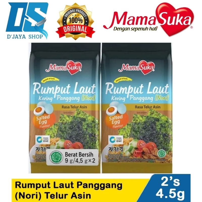 MamaSuka Rumput Laut Panggang Nori Telur Asin | Salted Egg (2 pack × 4,5g)