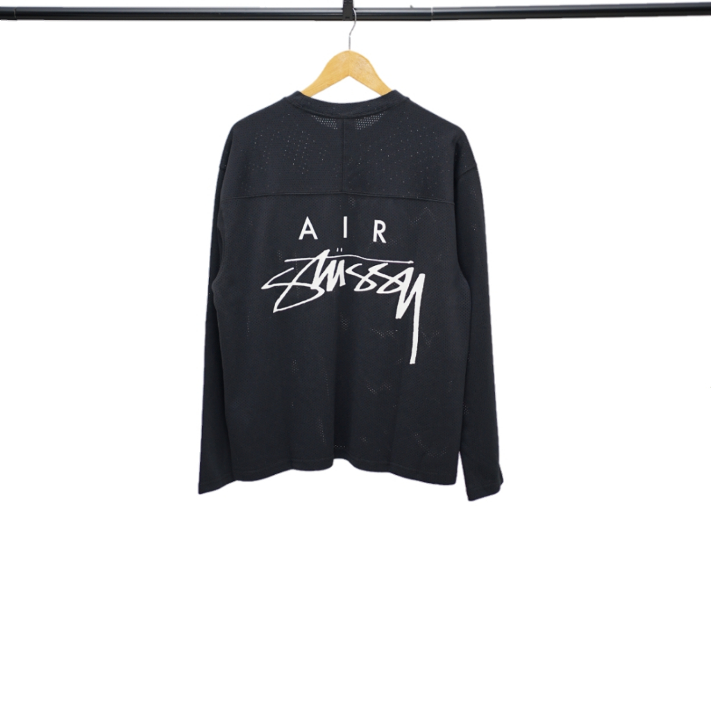 NIKE X STUSSY Black Mesh Jersey LongSleeve Shirt Authentic / Kaos Lengan Panjang Branded Nike Origin