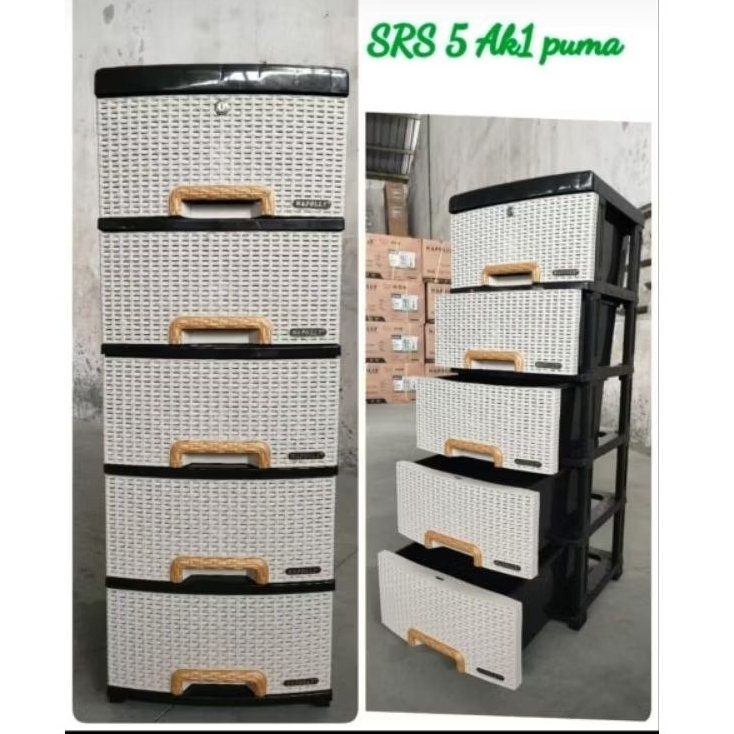 LACI PLASTIK NAPOLLY 5 SUSUN / 4 SUSUN / MOTIF PUMA / LACI 5TGKT / LACI 4TGKT