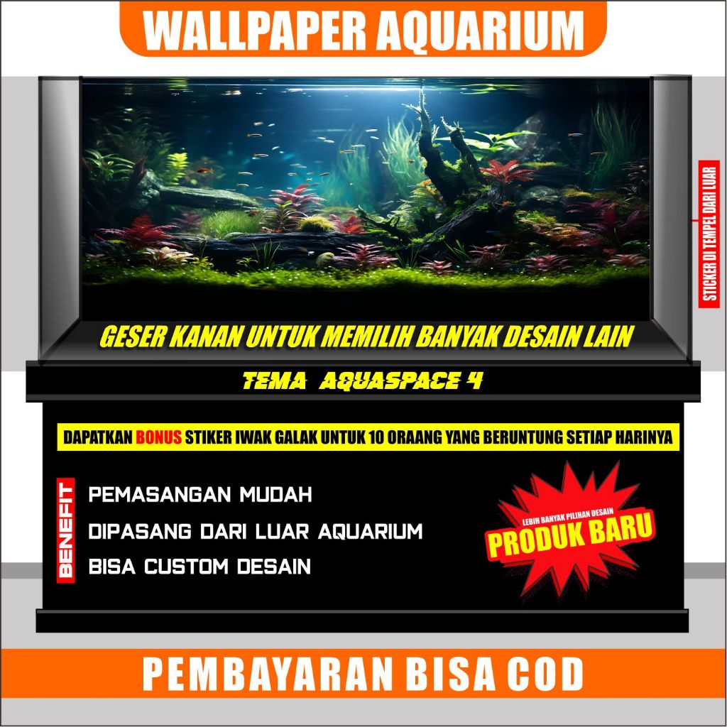 sticker aquarium wallpaper background aquarium 3d belakang hiasan aquarium aquaspace