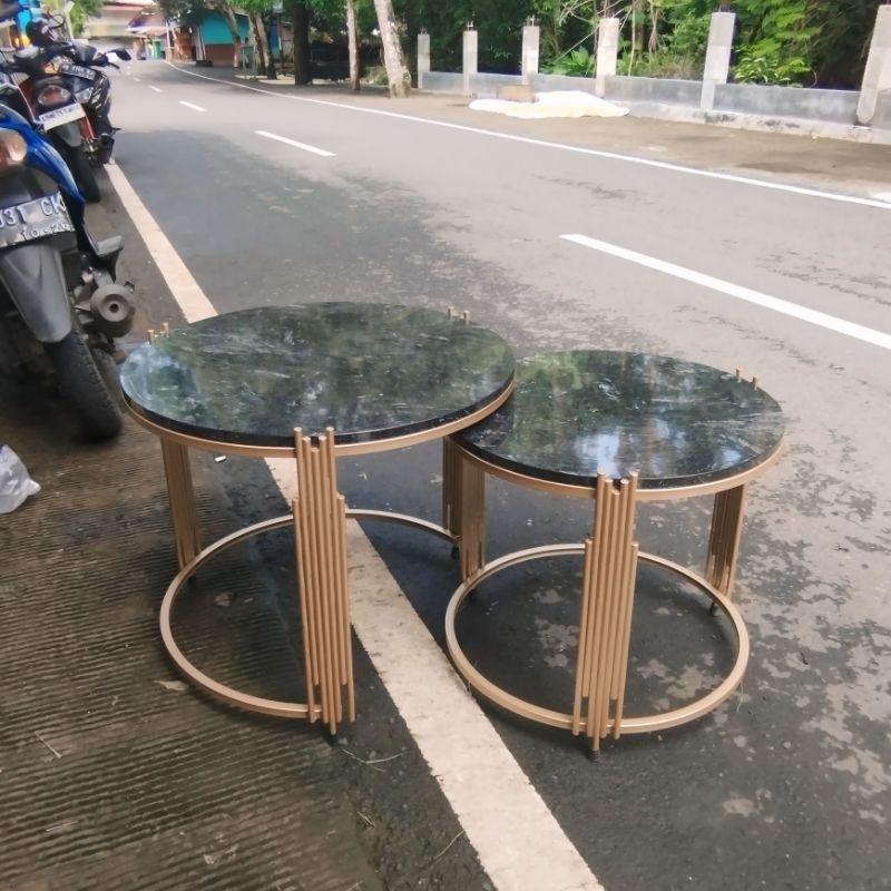 Meja Tamu minimalis modern Set Meja Tamu Marner Meja Besi Bulat Furniture Ruang Tamu