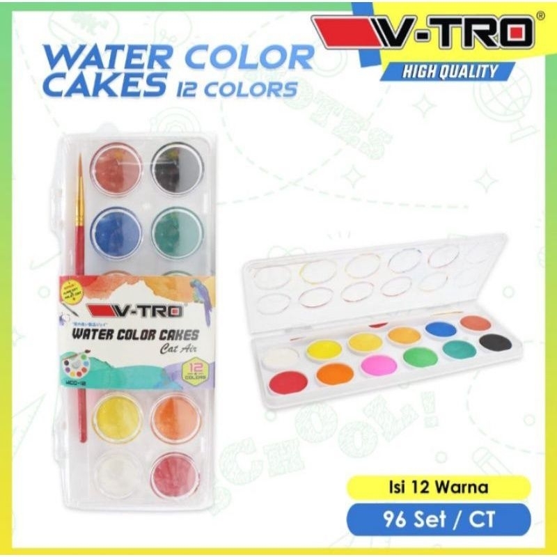 

Cat Air 12 Warna Cat Lukis 24 Warna + Kuas + Palet Water Colors Cakes