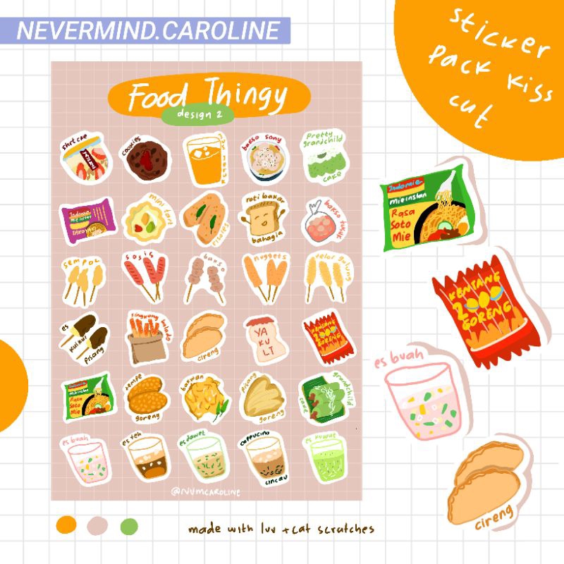 

Stiker sheet A6 gambar makanan desain 2 | stiker jurnal , catatan , hiasan murah