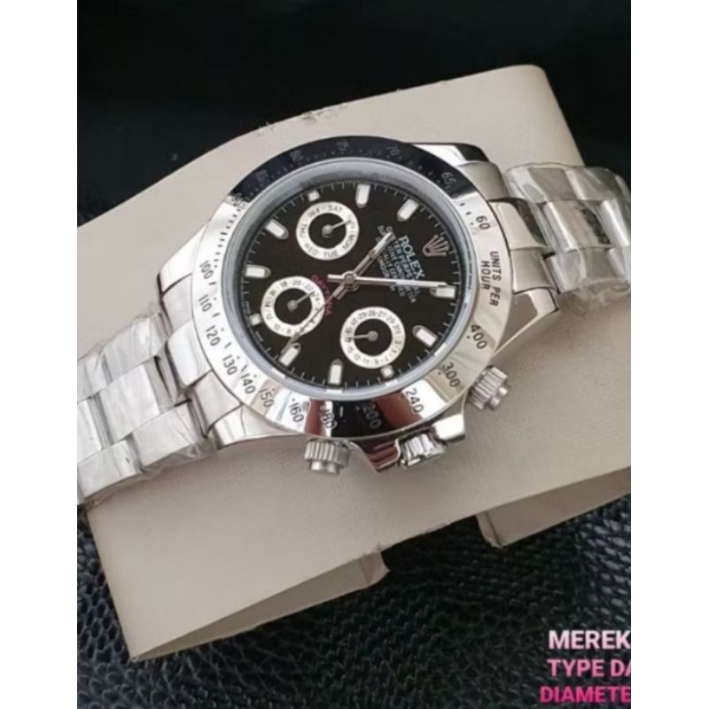 Crono  Premium // Jam Tangan Rolex Daytona Rantai Stainles Full Set