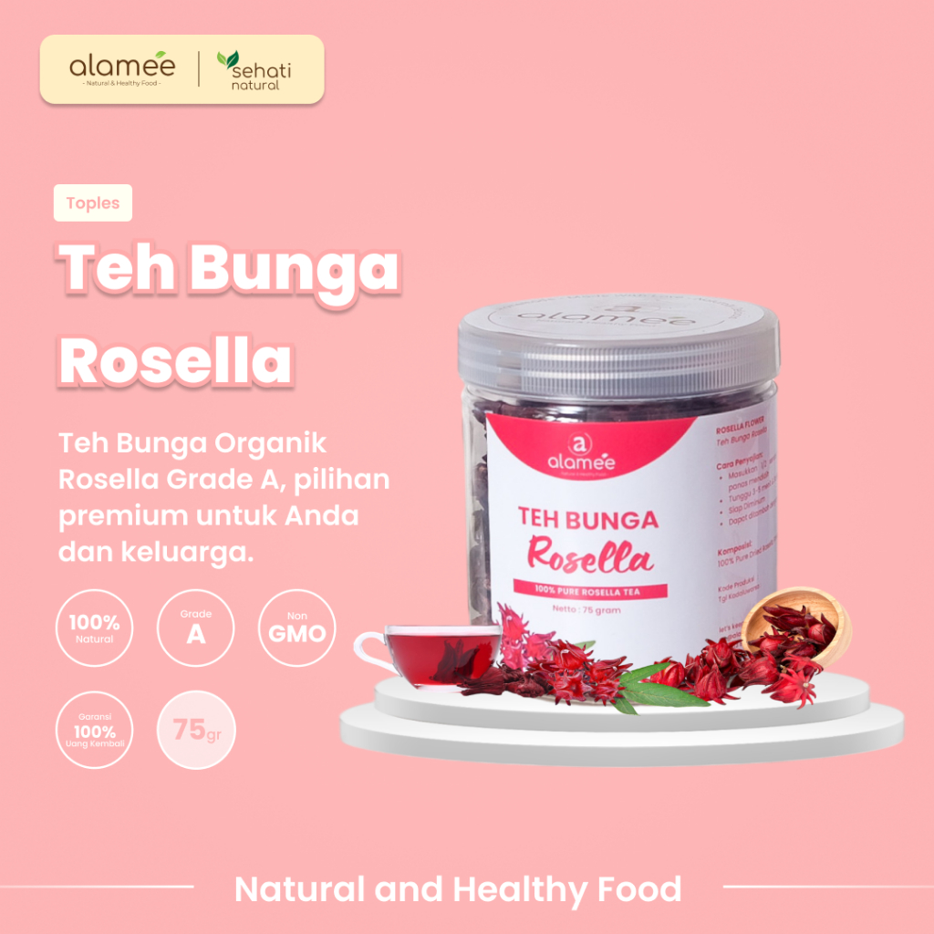 

Teh Bunga Rosella Tea Siap Saji Seduh Sehat Organic Organik Herbal Alami Teh Seduh Siap Minum 75gr