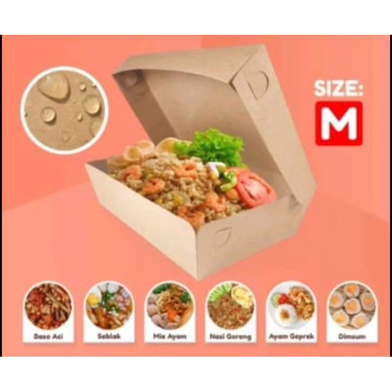 

KOTAK KERTAS MAKAN COKLAT SIZE M ISI 98 - PAPER LUNCH BOX CRAFT