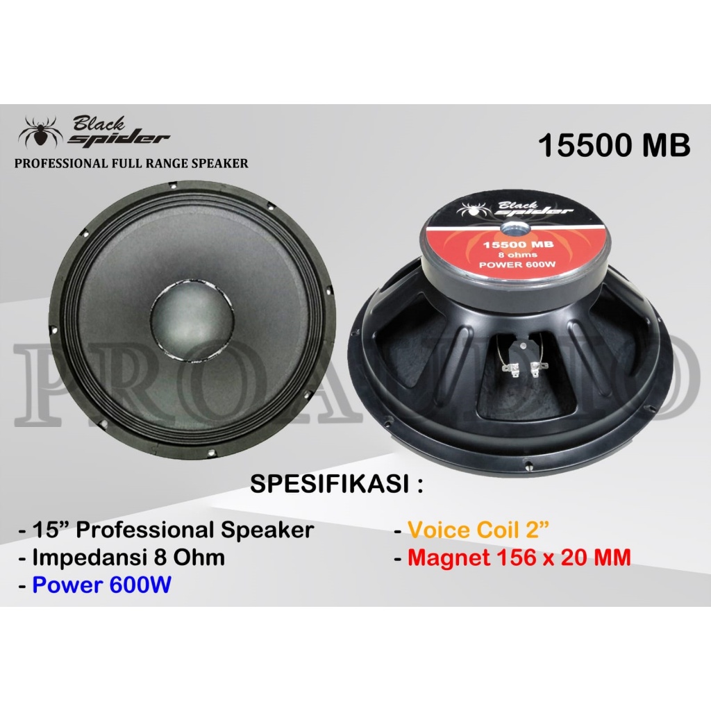 Speaker Full Range 15in Black Spider 15500 MB 15 inch / 15 in BlackSpider BS 15500 MB / BS15500 MB /