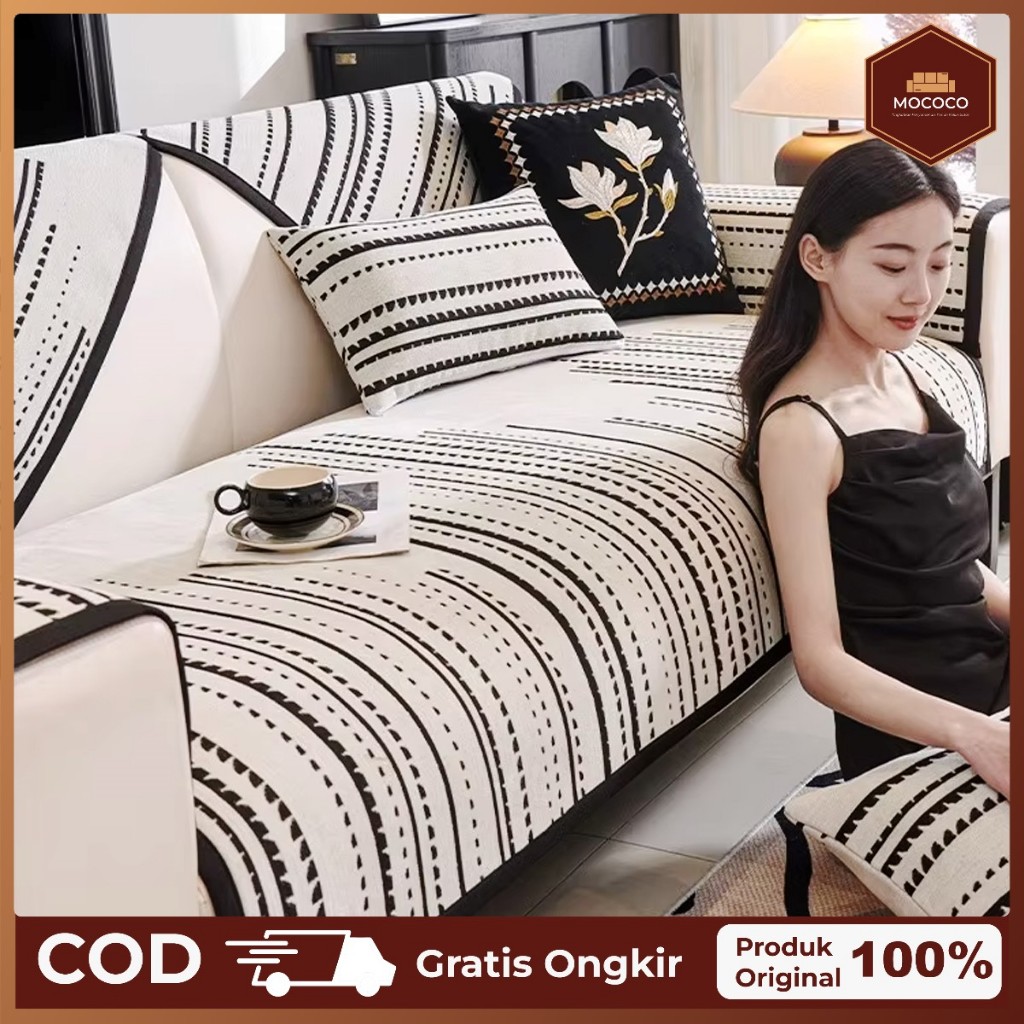 Ay00 Mococo Sarung Alas Sofa Ruang Tamu Chennile Cover Penutup Sofa Sudut 1 2 3 4 L Seater