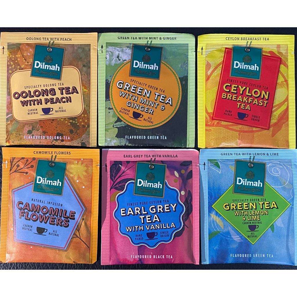 

[DILMAH ECER] Teh Dilmah YUM Sachet Oolong Peach Green Tea Mint Ginger Ceylon Breakfast Tea Camomile Flowers Earl Grey Tea Vanilla Green Tea Lemon Lime