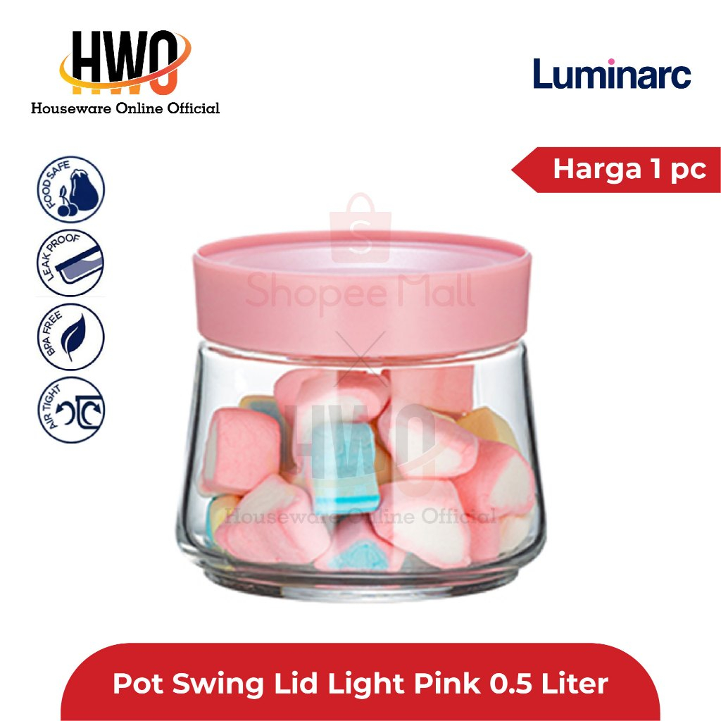 Luminarc Toples Pot Swing Lid Light Pink 0.5 Liter