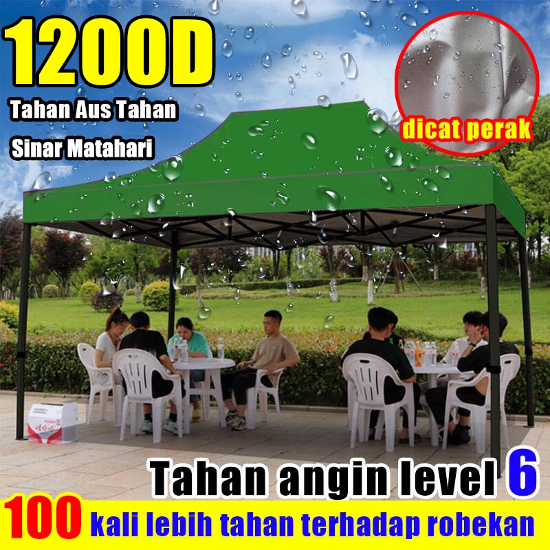 【Tahan angin level 6】Tenda Gazebo（Bahan Polyester 1200D) Tenda Bazar Outdoor Terpal Tenda Atap Tenda