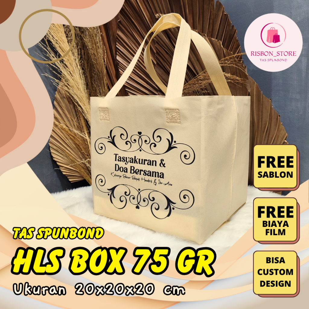 

[ FREE SABLON ] Tas Spunbond Box Handle Lipat Samping Tas Kotak Makanan Goodie Bag 75 Grm Ukuran 20x20x20 cm Spunbondpro bag store