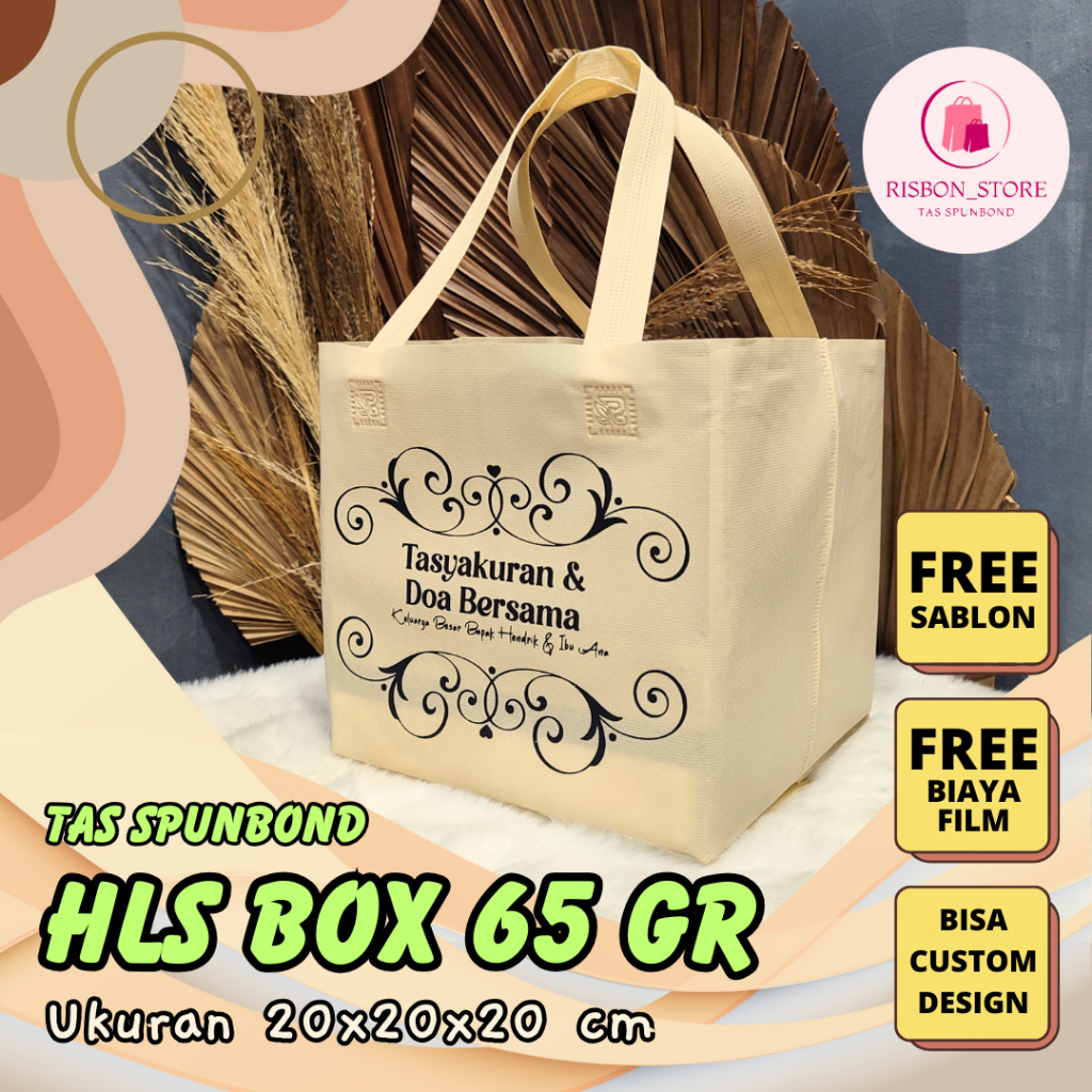 

[ FREE SABLON ] Tas Spunbond Box Handle Lipat Samping Tas Kotak Makanan Goodie Bag 65 Grm Ukuran 20x20x20 cm Spunbondpro bag store