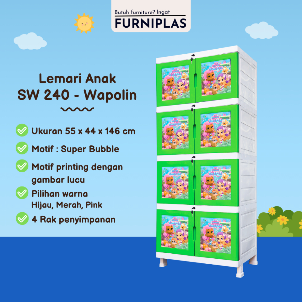 Wapolin Lemari plastik lemari susun plastik anak Lemari Susun Plastik Wapolin - SW 240 Wapolin