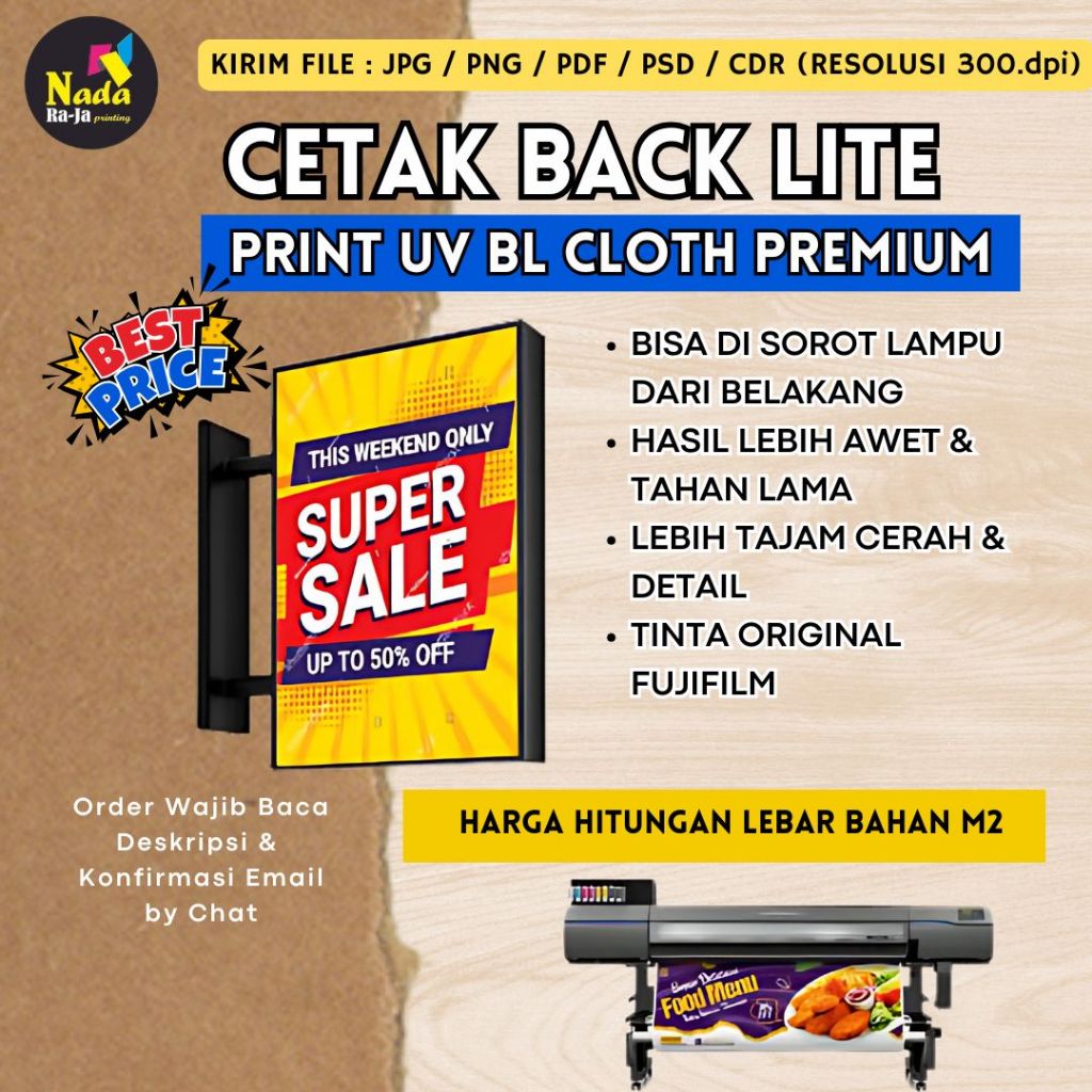 

CETAK BACKLITE BAHAN BL CLOTH PREIMU | BANNER NEON BOX | BISA DI SOROT LAMPU
