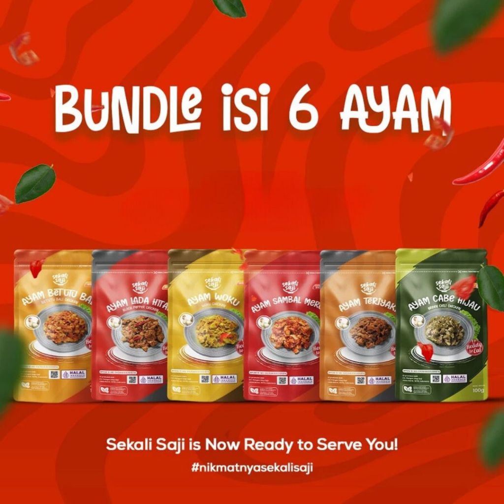 

wadistroalip SEKALI SAJI - Bundling Paket Ayam Isi 6 Lauk 100gr Makanan Siap Saji Lauk Pauk Mateng