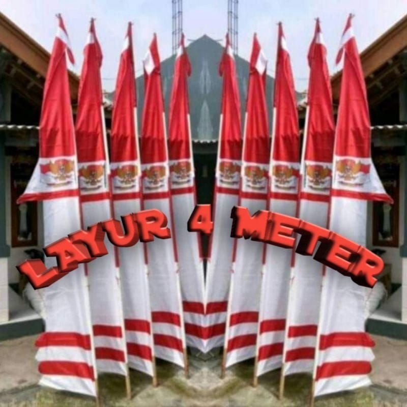 UMBUL UMBUL LAYUR 4 METER / BENDERA LAYUR 4 METER / UMBUL UMBUL MERAH PUTIH