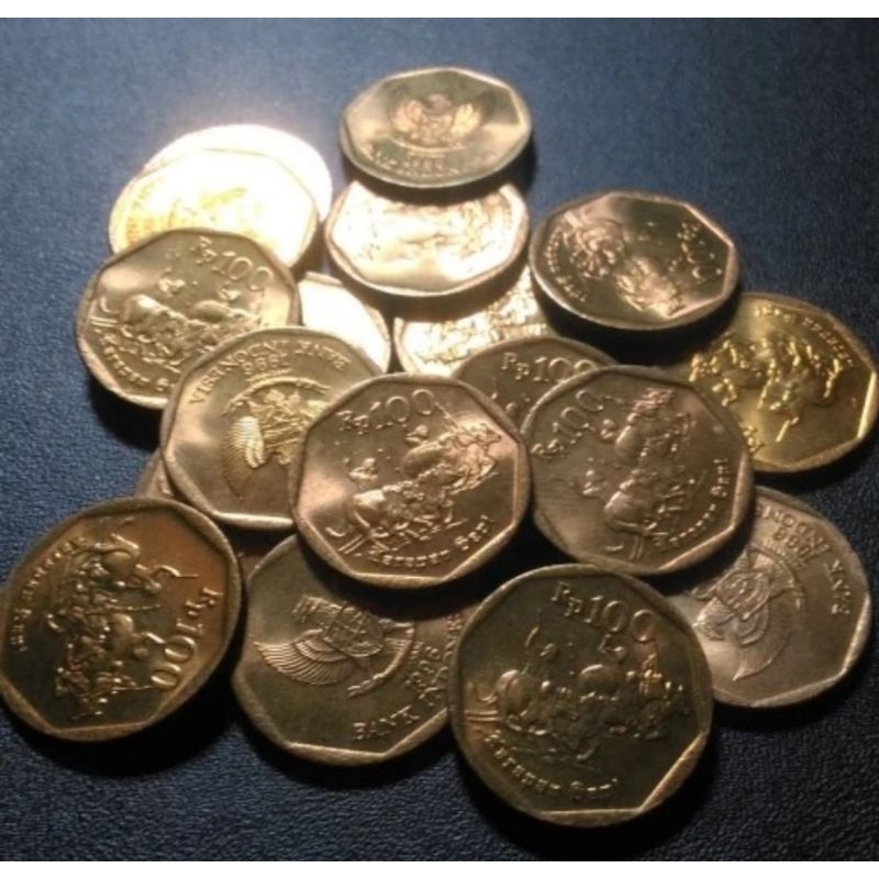 Uang Koin Kuno Lama Mahar  100 Rupiah Karapan Sapi