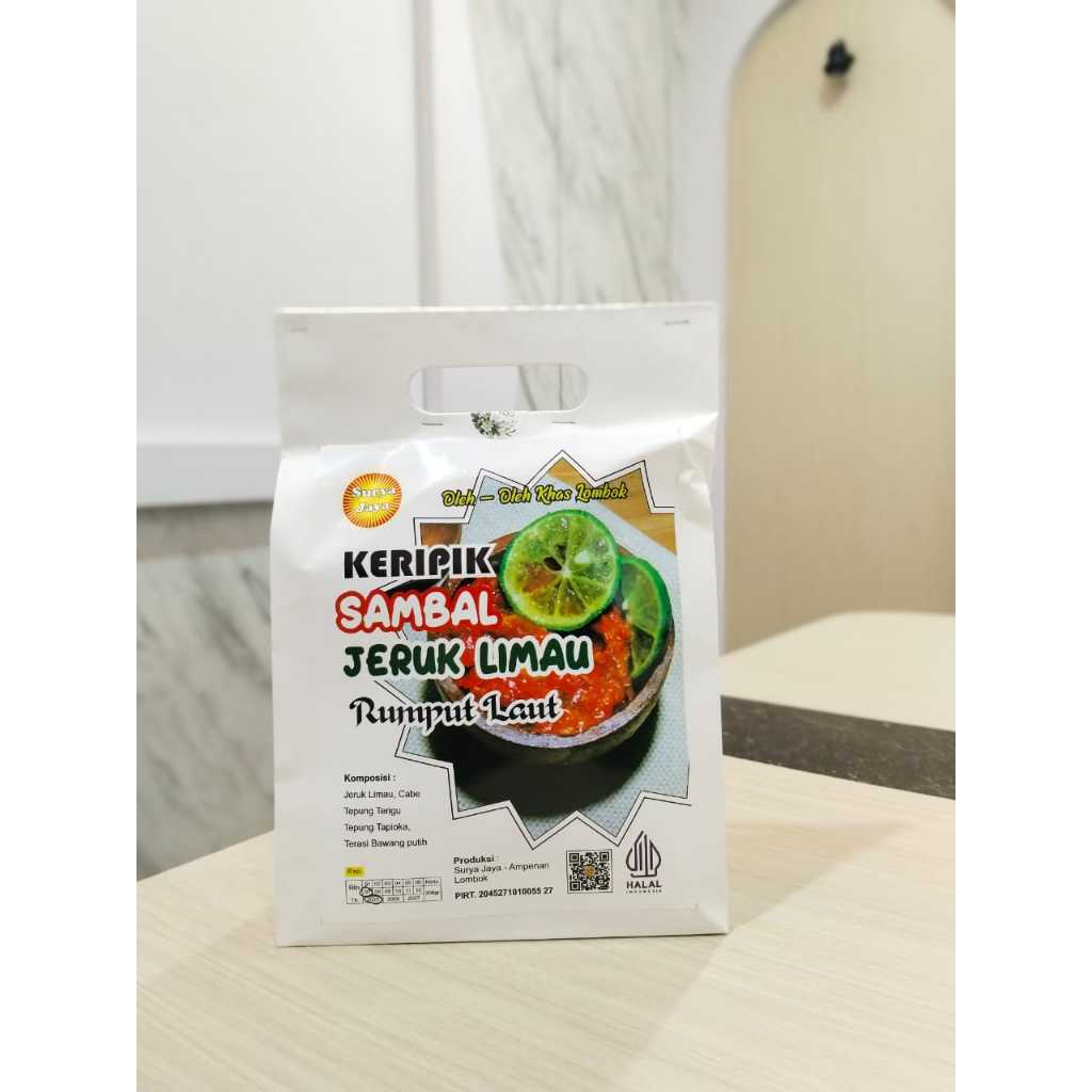 

Oleh-Oleh Khas Lombok NTB Keripik Sambal Jeruk Limau Rumput Laut