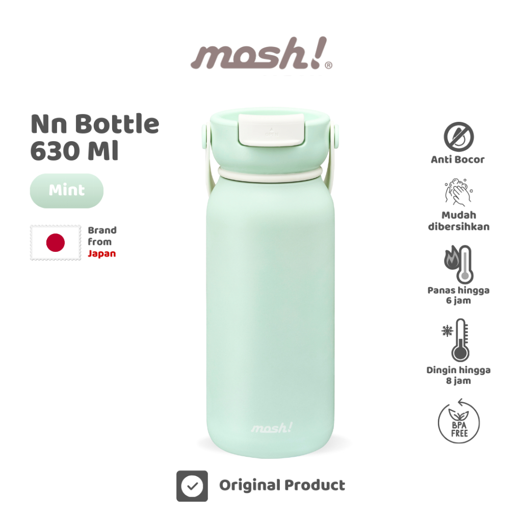 Mosh NN Bottle - Botol Minum Stainless Steel 630ml - Mint