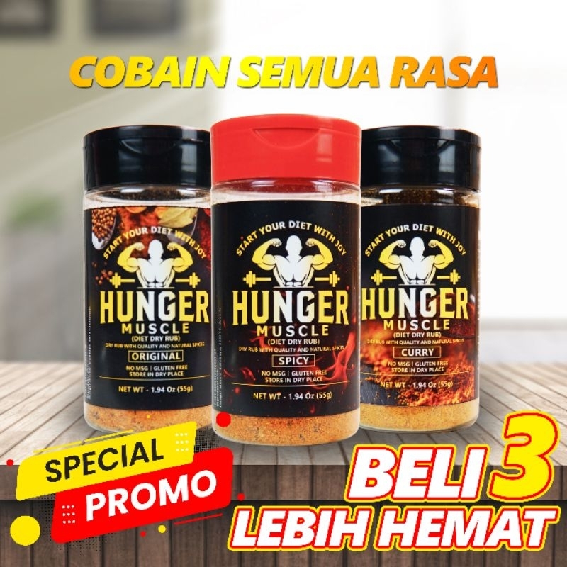 

Hunger Muscle (Bundling 3 Rasa) Dry Rub Bumbu Marinasi Diet Serbaguna Rendah Kalori