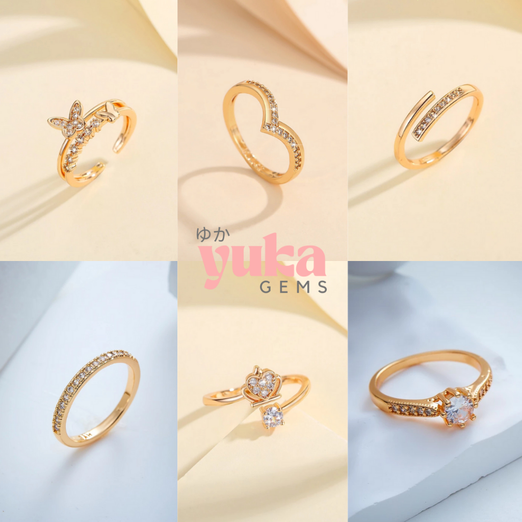 |YUKA| Perhiasan Cincin Minimalis Elegan Wanita Anti Karat Titanium Berlian Jewellery Anti Karat Jep